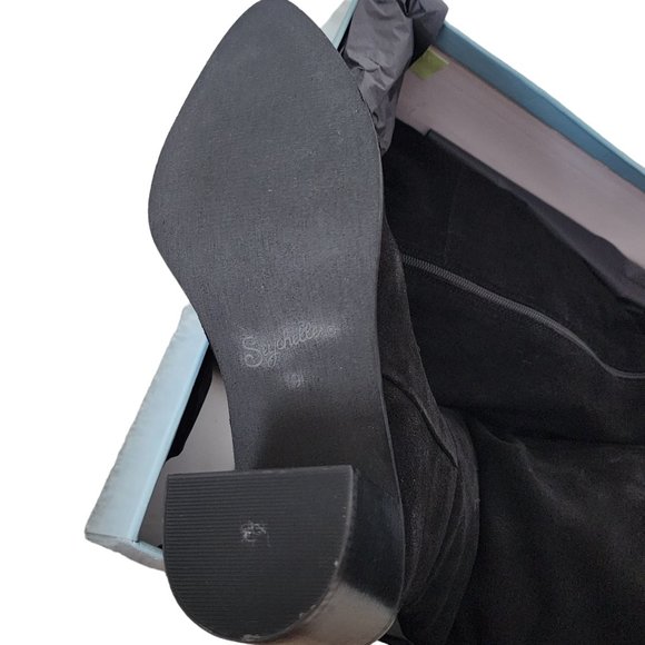 Seychelles Black Suede Over the Knee Boot size 10 New in Box Block Heel - Picture 13 of 15